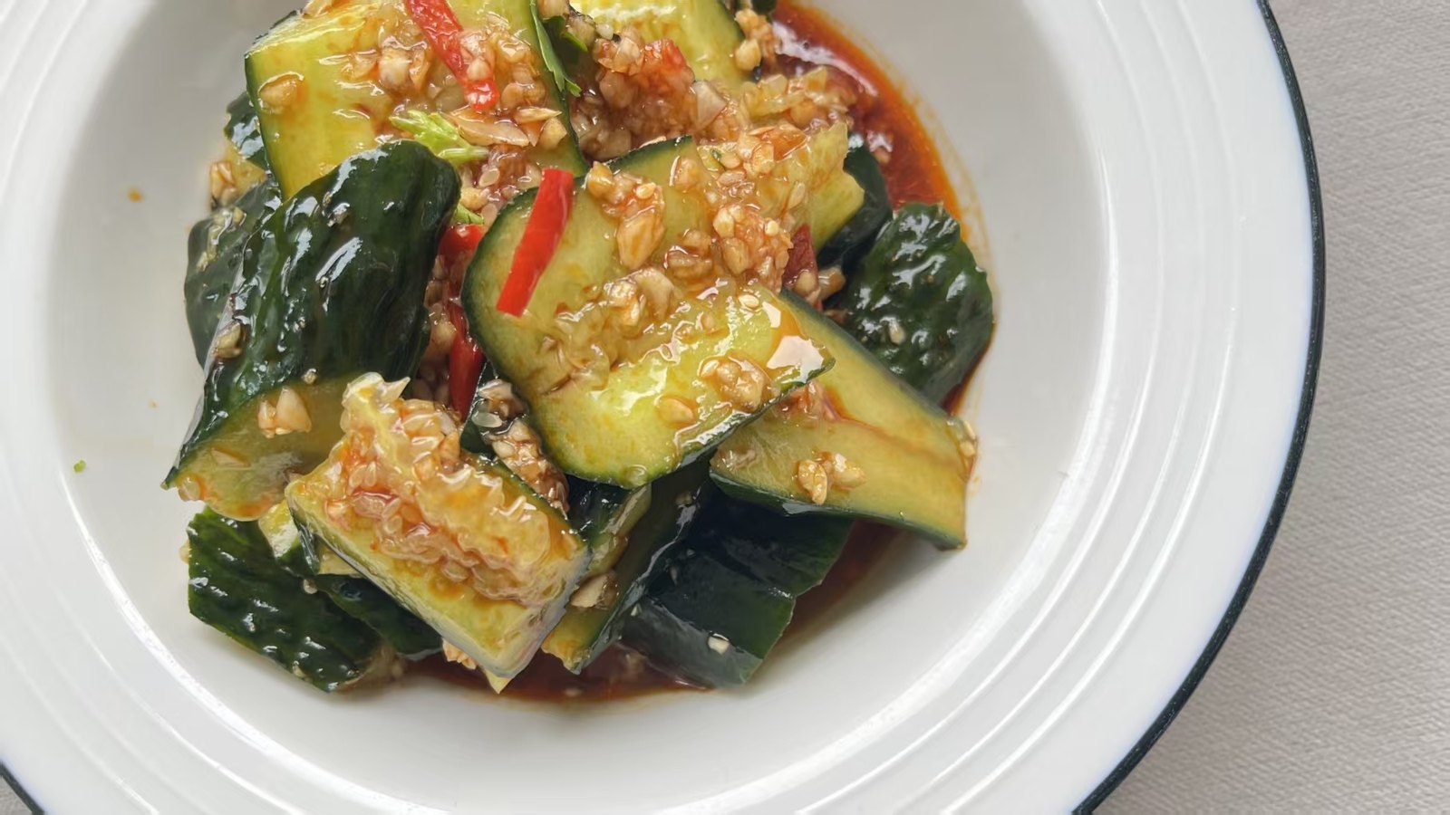 Smashed Cucumbers Salad